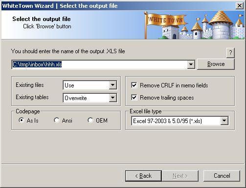DBF to XLS (Excel) Screenshot